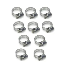 #10 9/16" to 1-1/16" Worm Gear Hose Clamp. Stainless Steel 10 pack