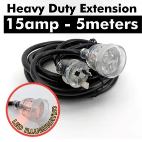 15 amp Extension Lead 5m (with LED Light) (Australian Plug)