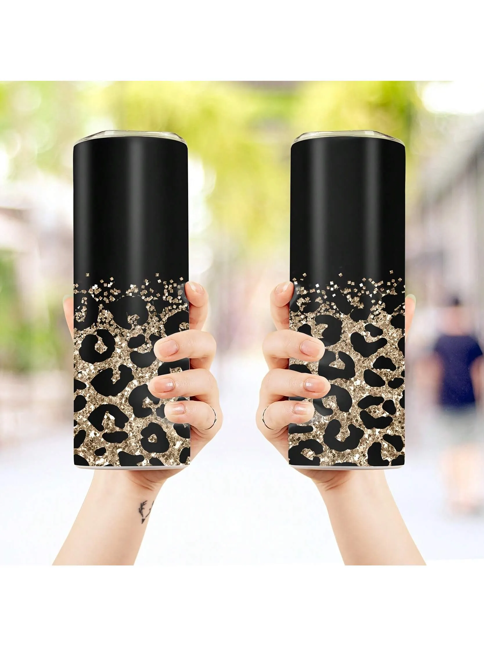 20oz Stainless Steel Leopard Print Water Bottle with Lid and Straw - Insulated Tumbler for Summer and Winter - Perfect Outdoor Travel Accessory and Valentine's Day Gift