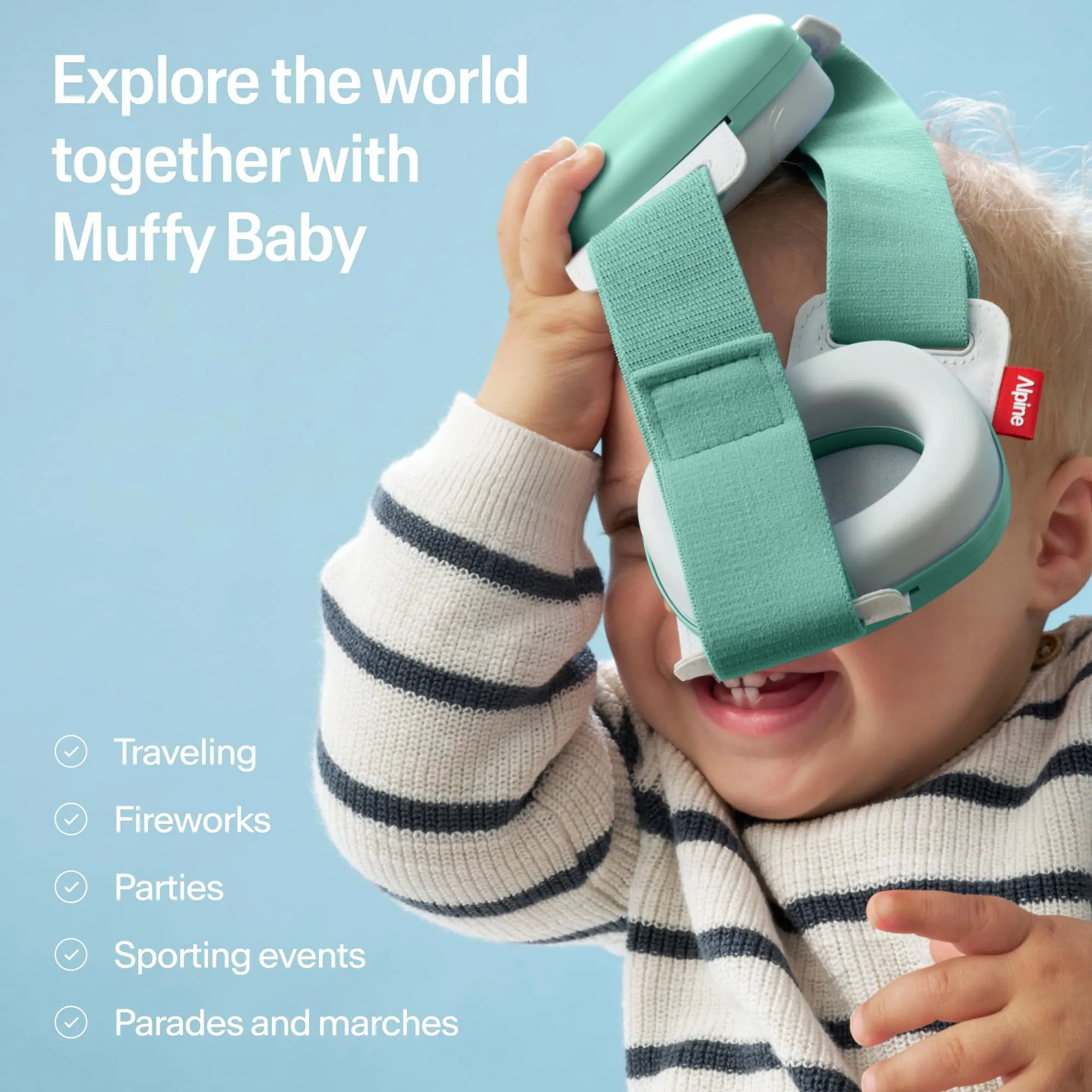 Alpine Muffy Baby - New & Improved Baby Ear Muffs Noise Protection for Babies and Toddlers - CE & ANSI Certified - Safe and Soothing Hearing Protection, Ideal for Travel - Approved by Babies - Green