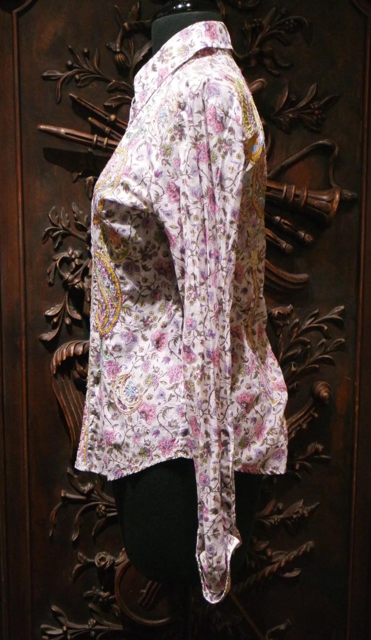 And Cake Pink Floral Shirt with Paisley Embroidery