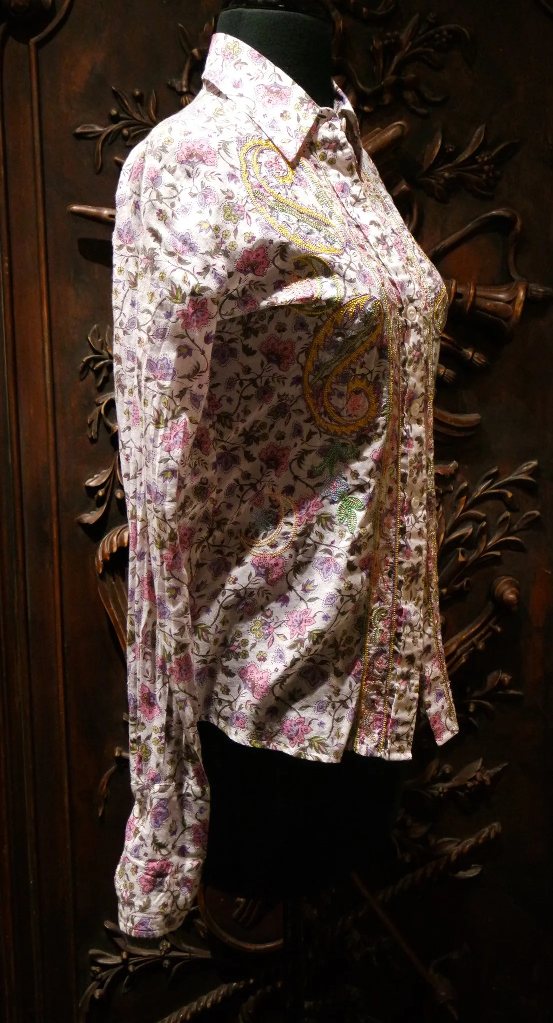 And Cake Pink Floral Shirt with Paisley Embroidery