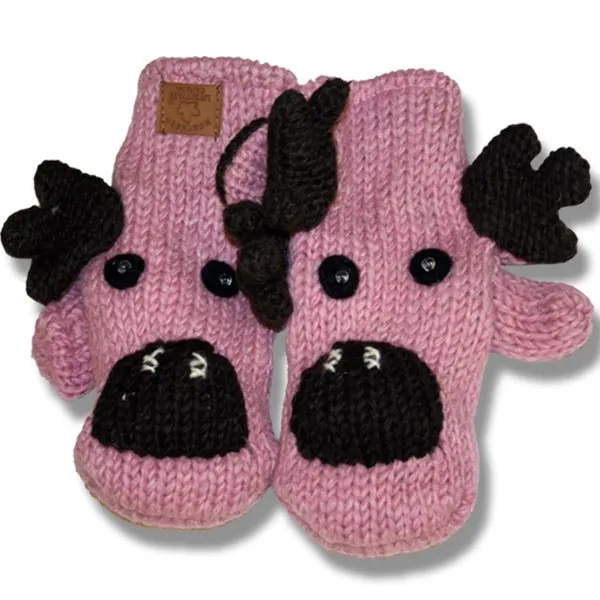 Animal Mittens / Gloves for Kids. 100% Wool with Fleece Lining. Handmade in Nepal.