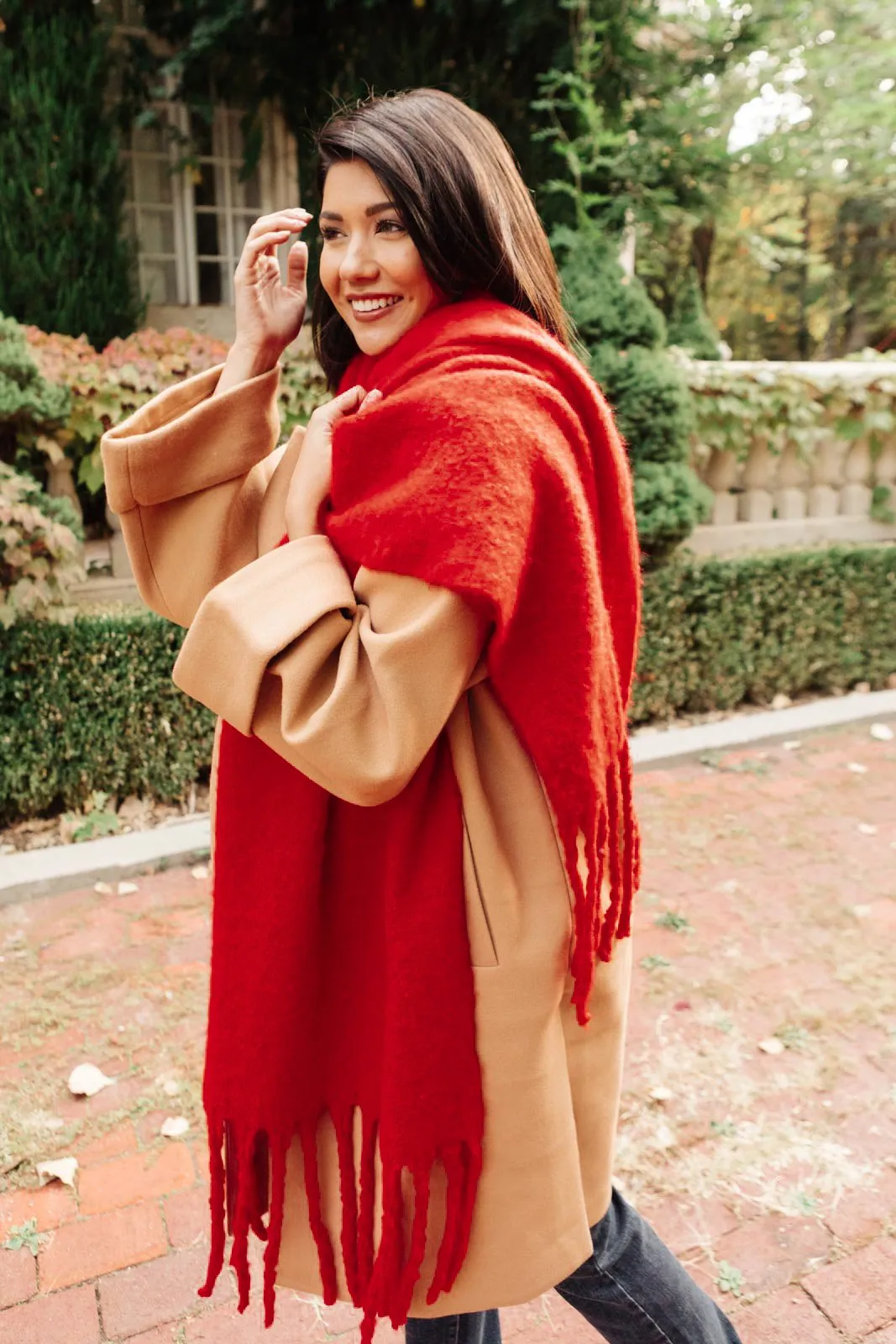 Artisan Fringe Scarf in Red