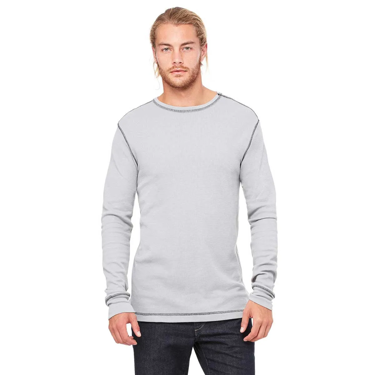 Bella   Canvas Men's Granite/Black Thermal Long-Sleeve T-Shirt