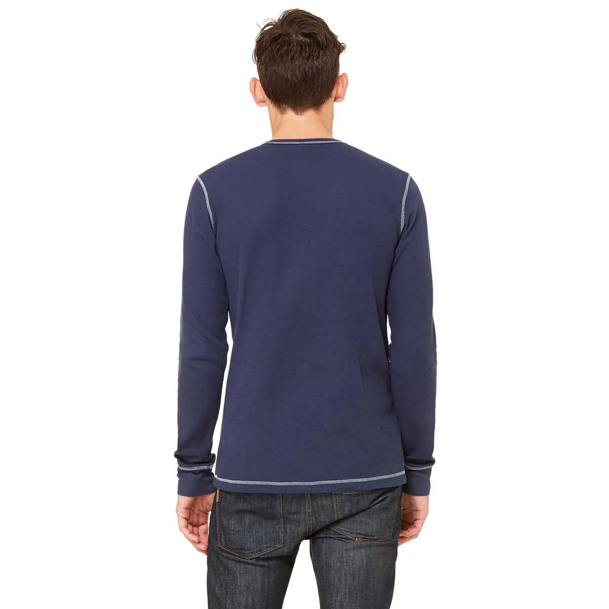 Bella   Canvas Men's Navy/Grey Thermal Long-Sleeve T-Shirt