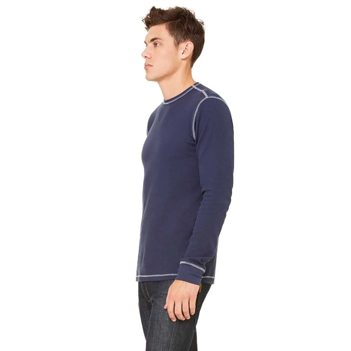 Bella   Canvas Men's Navy/Grey Thermal Long-Sleeve T-Shirt