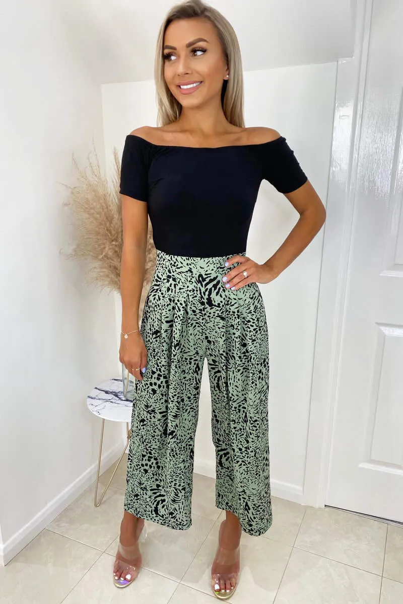 Black 2 in 1 Mint Printed Jumpsuit