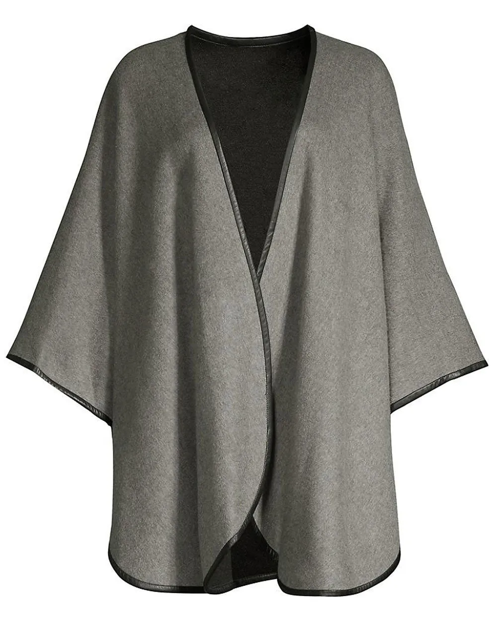 Black and Gray Leather Trimmed Reversible U-Cape