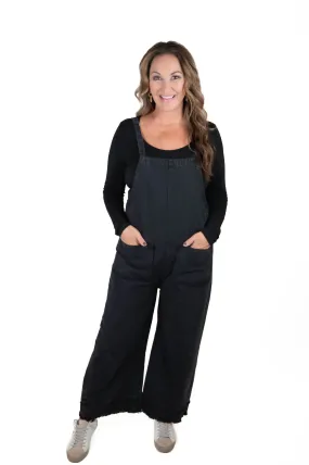 Black Washed Overall Jumpsuit