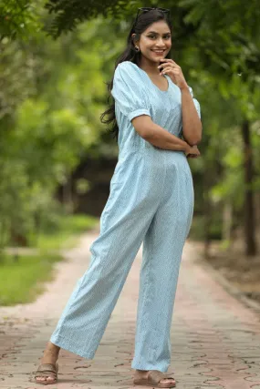 Blue Bee Hive Hand Block Printed  Jumpsuit