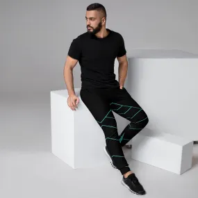 Blue Black Geometric Men's Joggers, Colorful Geometric Men's Pants-Made in USA/EU/MX (US Size: XS-3XL)