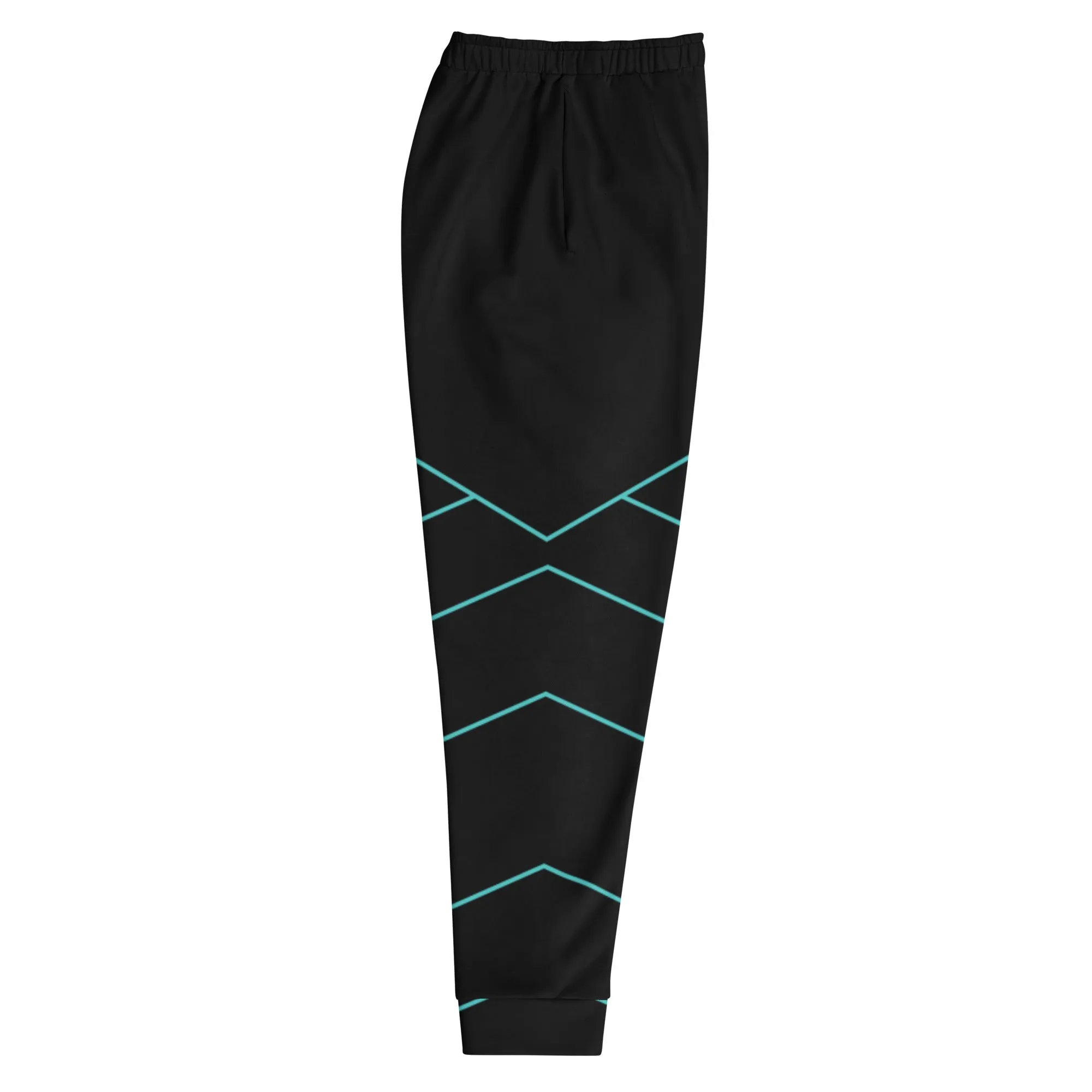 Blue Black Geometric Men's Joggers, Colorful Geometric Men's Pants-Made in USA/EU/MX (US Size: XS-3XL)