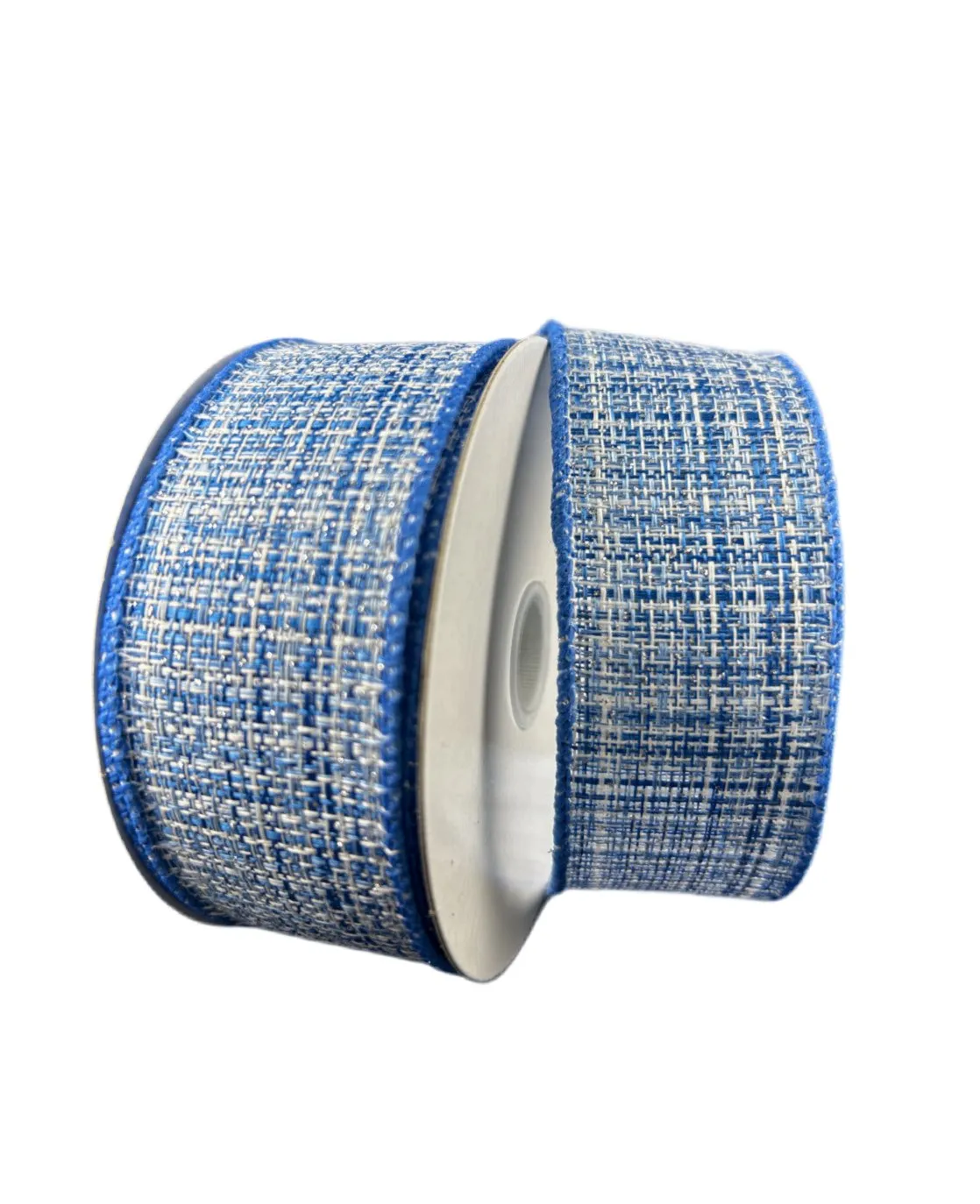 Blue tweed wired ribbon, 1.5"