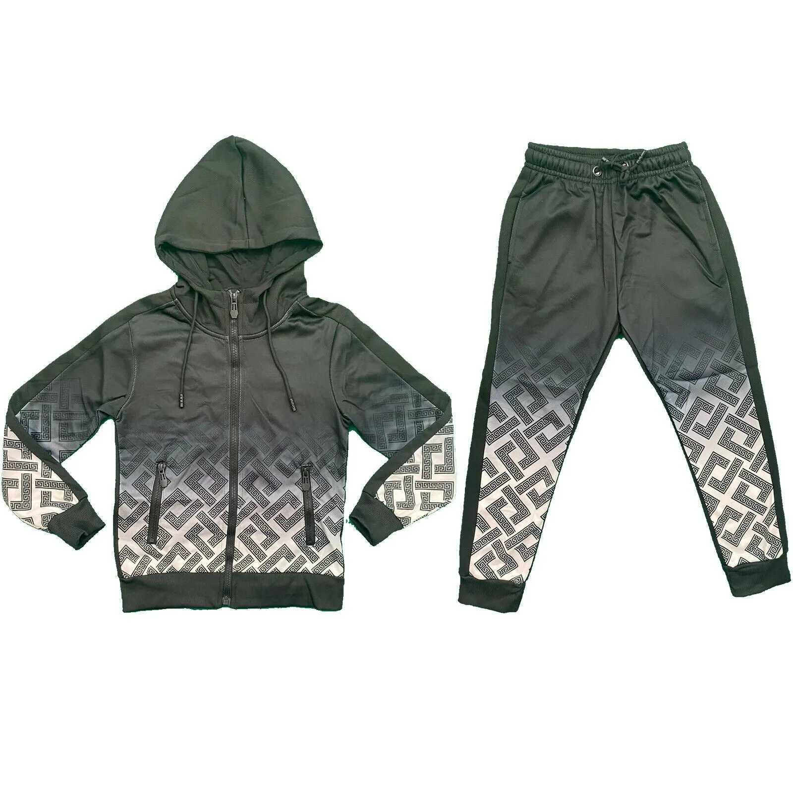 Boys Kids Tracksuit Jacket Joggers Jogging Bottoms Printed Sports Set Outfit Gym