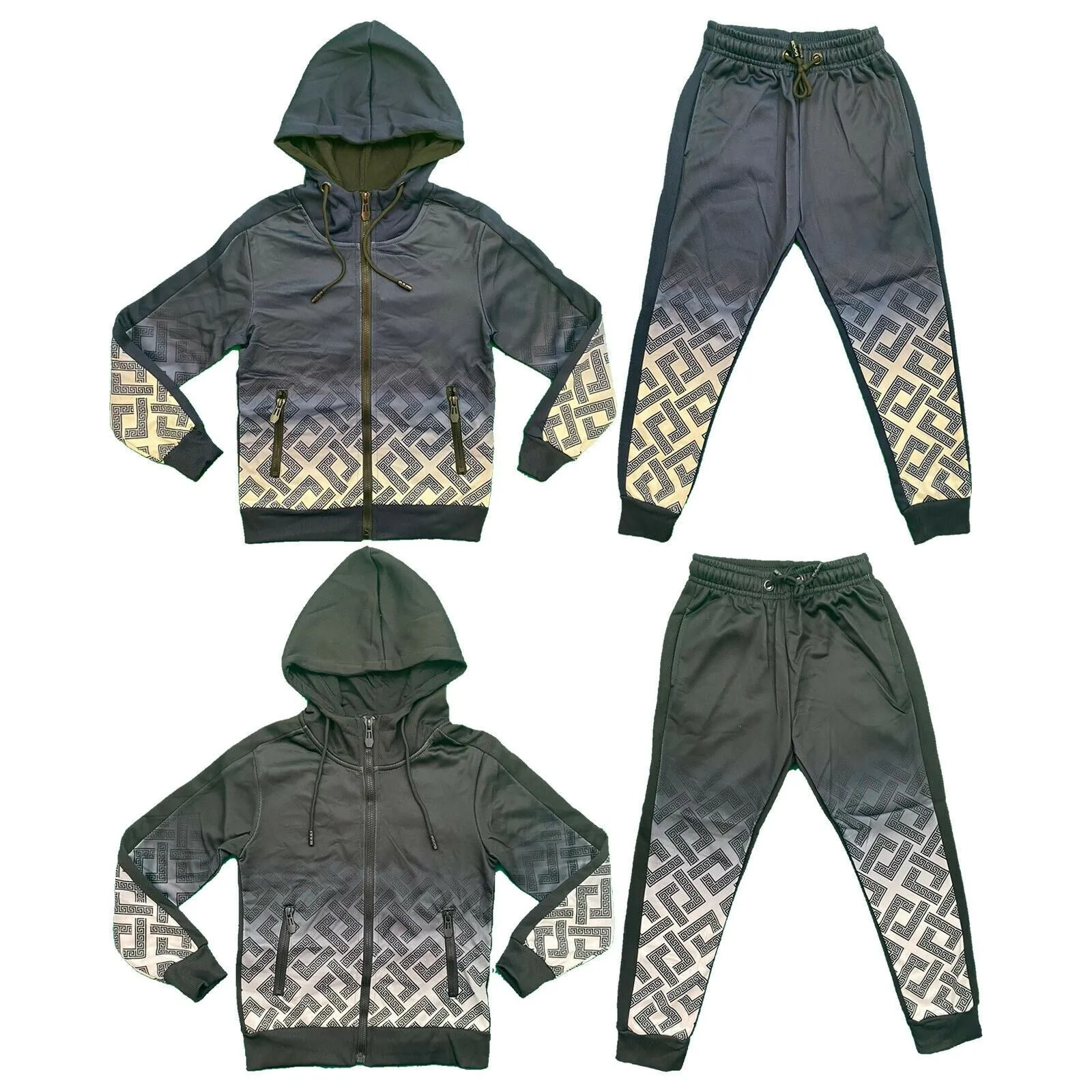 Boys Kids Tracksuit Jacket Joggers Jogging Bottoms Printed Sports Set Outfit Gym