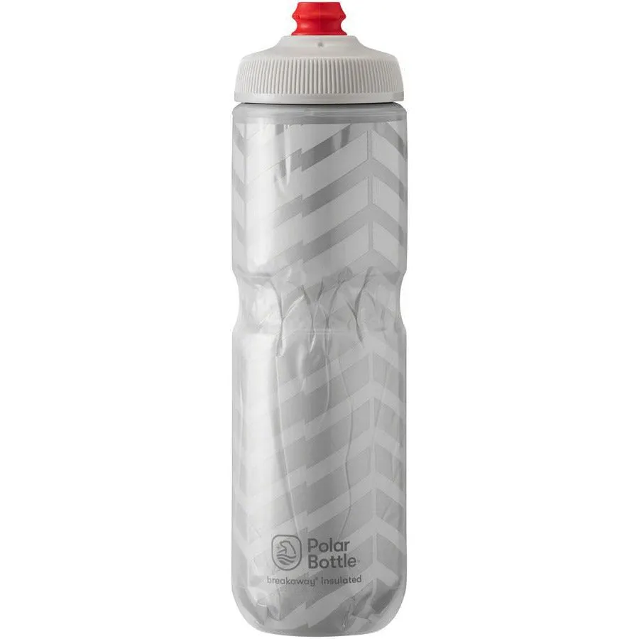 Breakaway Bolt Insulated Bike Water Bottle -24oz, White/Silver