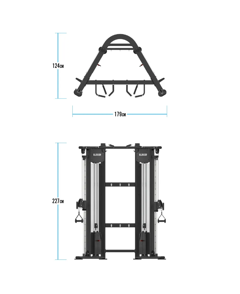 Bulldog Gear - Dual Cable Adjustable Pulley Machine - Functional Trainer x2 100kg Stacks in