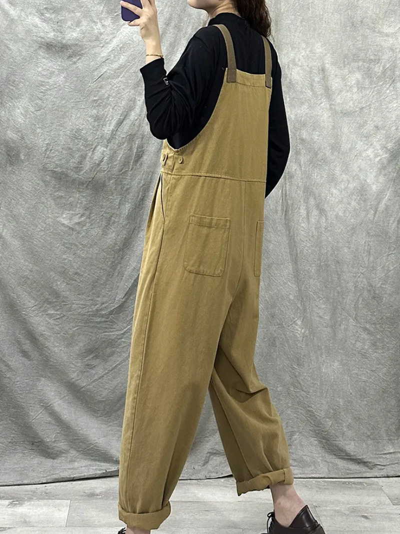 Casual Loose Cotton Western Dungarees Overalls