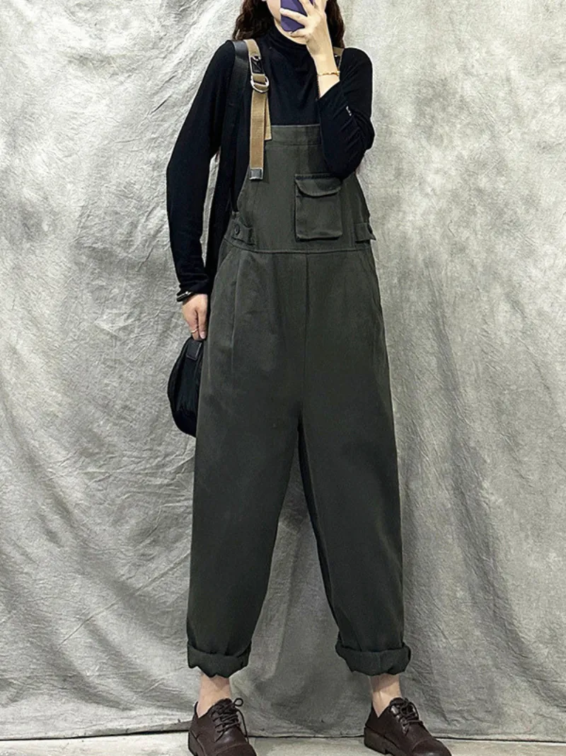 Casual Loose Cotton Western Dungarees Overalls