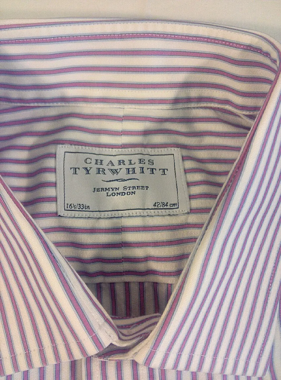 Charles Tyrwhitt- Pink & White, FC Pinstripe Dress Shirt- size 16.5x33