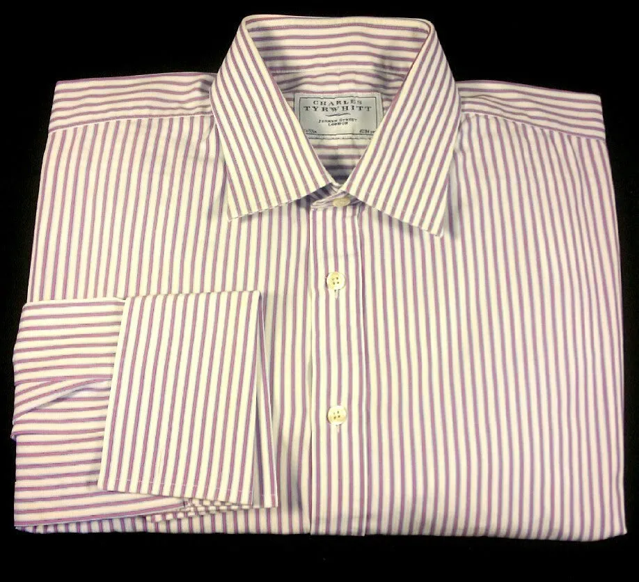 Charles Tyrwhitt- Pink & White, FC Pinstripe Dress Shirt- size 16.5x33