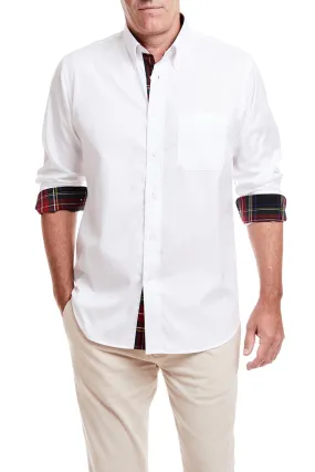 Chase Shirt White Oxford with Black Stewart Plaid Trim