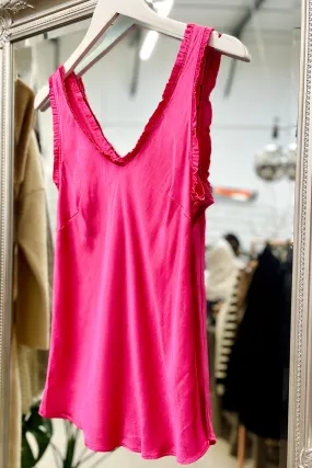 Christina Frill Top | Hot Pink