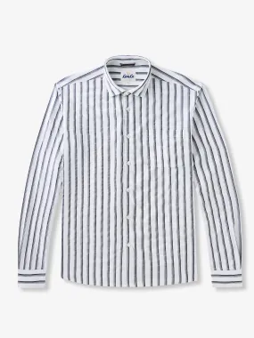 Classic Striped Elegance Long-Sleeve Linen Shirt