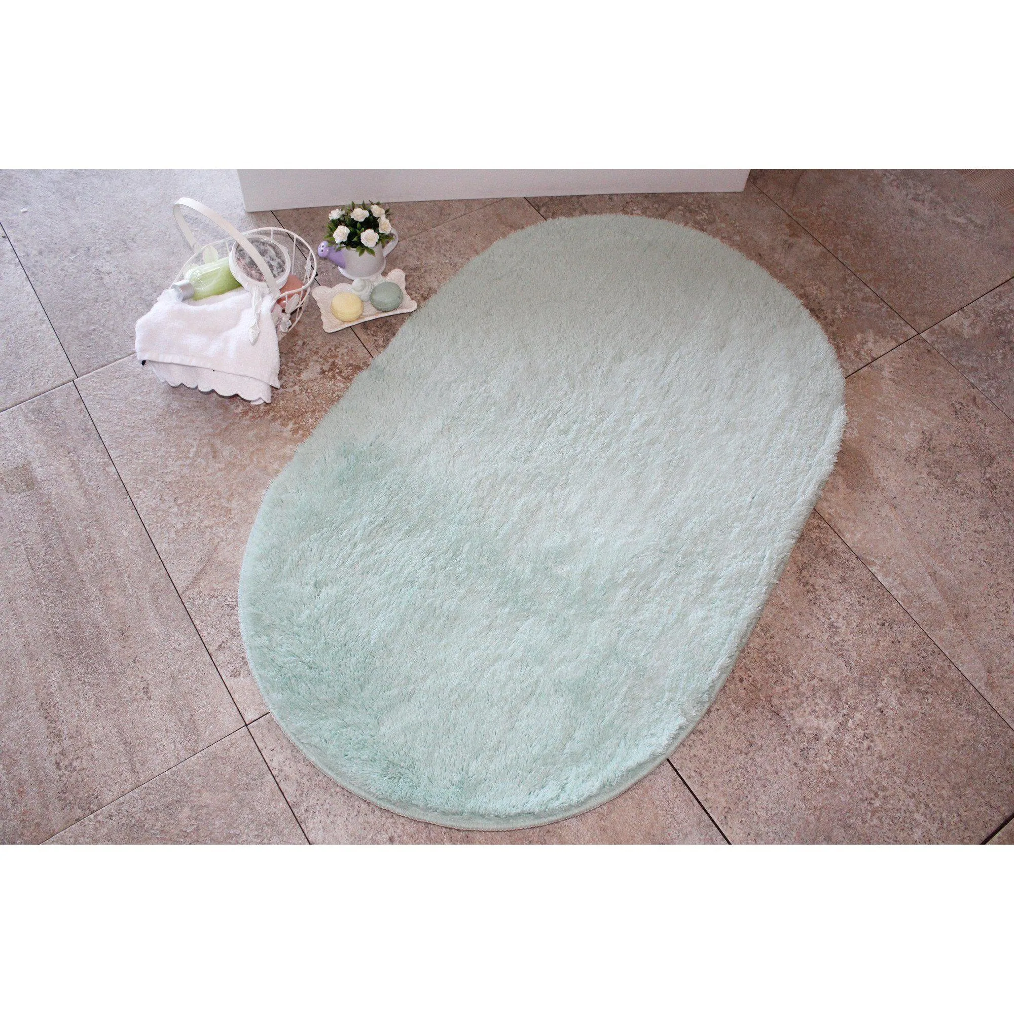 Colors of Oval - Mint 2  Bath Mat