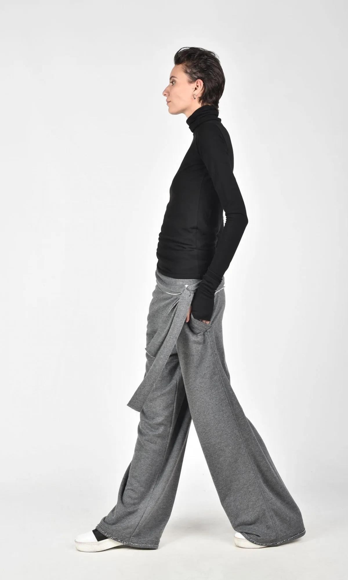 Cotton Overlapped Front Pants