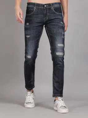 Dark Blue Mildly Distressed Denim Jeans for Men (GBDNM5011)