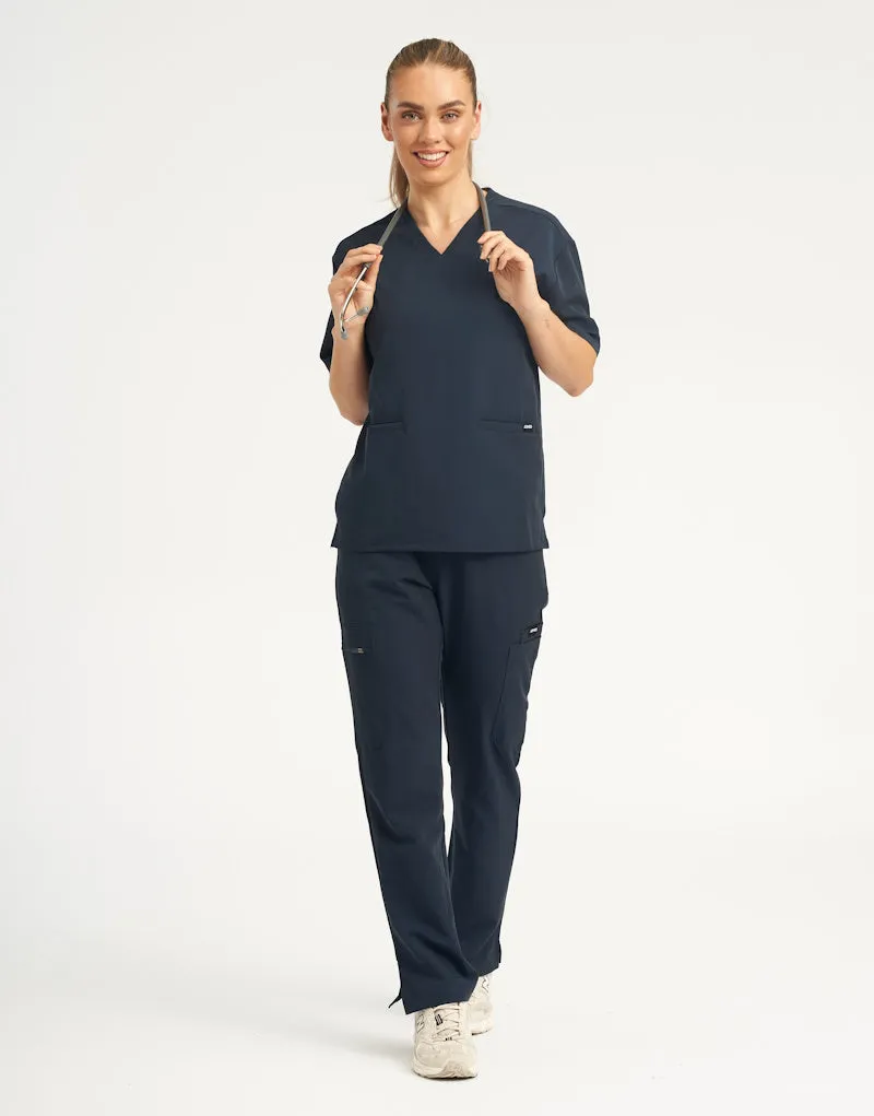 Essential V Neck Scrub Top - Midnight Navy