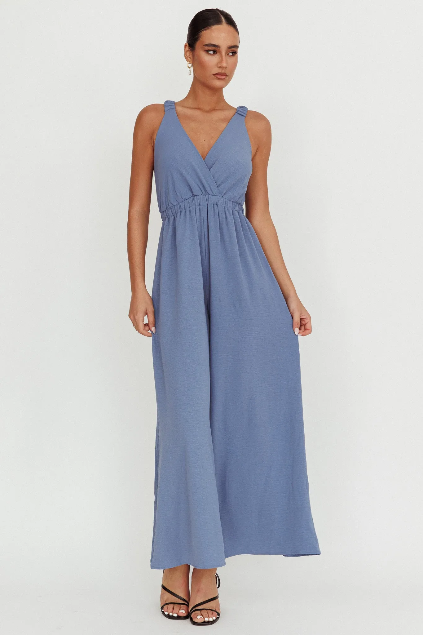 Everything Crossover Strap Jumpsuit Storm Blue