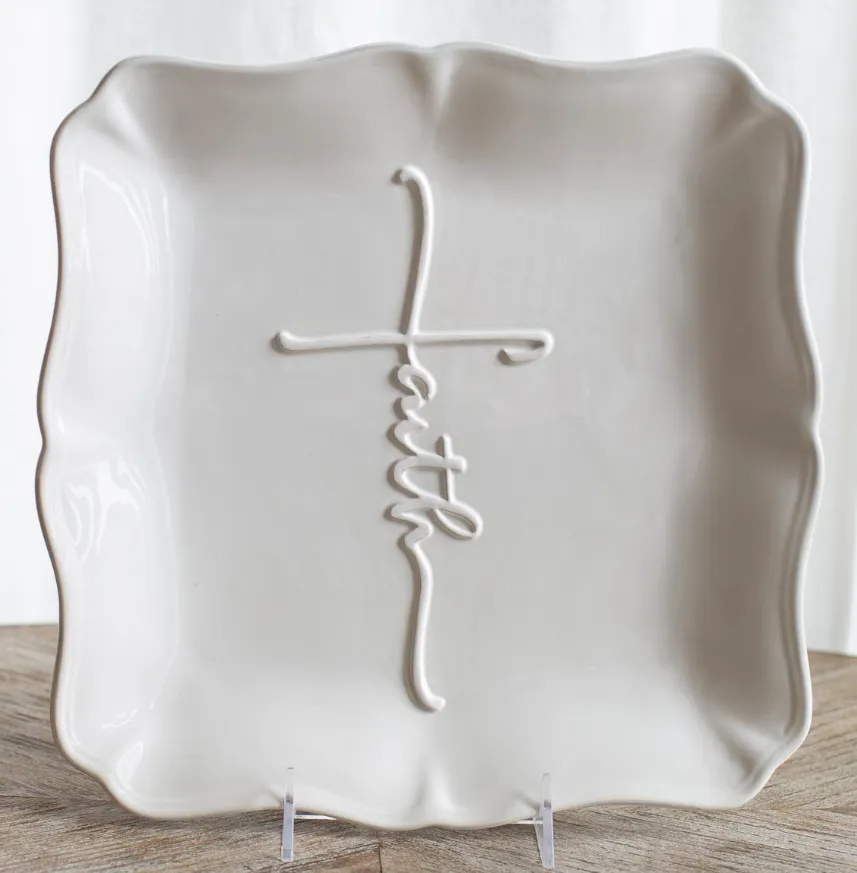 Faith Embossed Square Platter