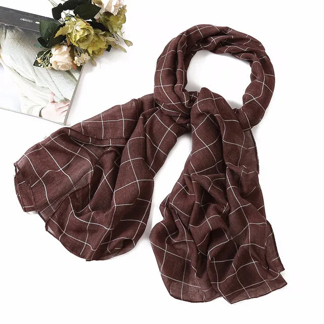 Fashion Plaid Cotton Scarf Printed Bandana Shawl #1320