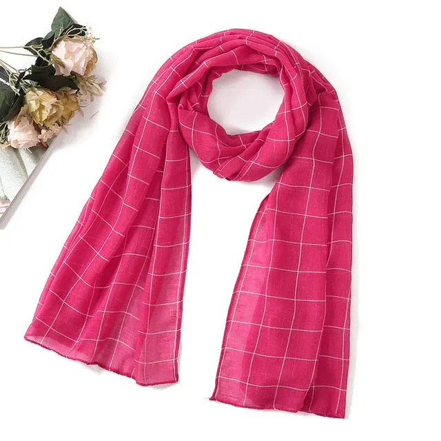 Fashion Plaid Cotton Scarf Printed Bandana Shawl #1320