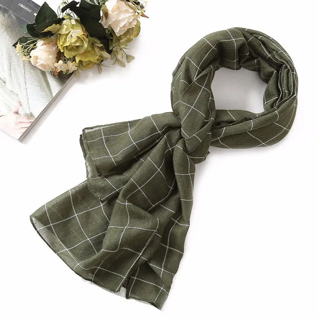 Fashion Plaid Cotton Scarf Printed Bandana Shawl #1320