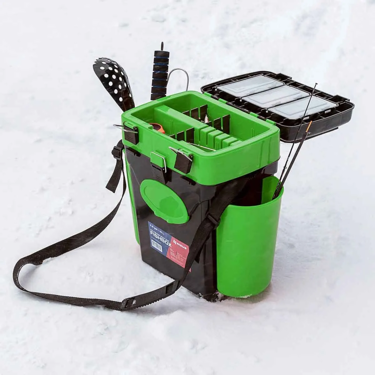 FishBox 10 liter SeatBox for Ice Fishing, 2 Compartments