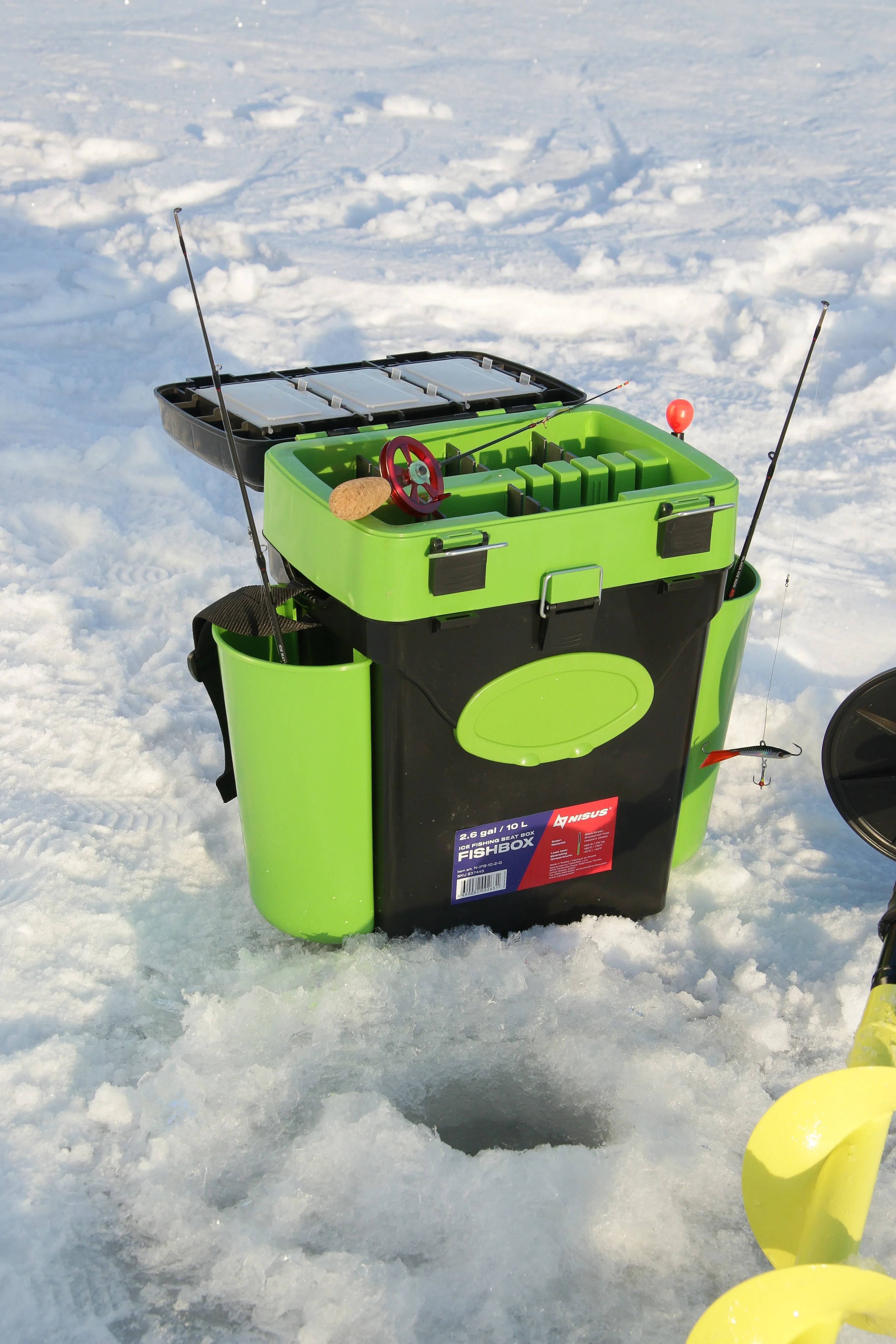 FishBox 10 liter SeatBox for Ice Fishing, 2 Compartments