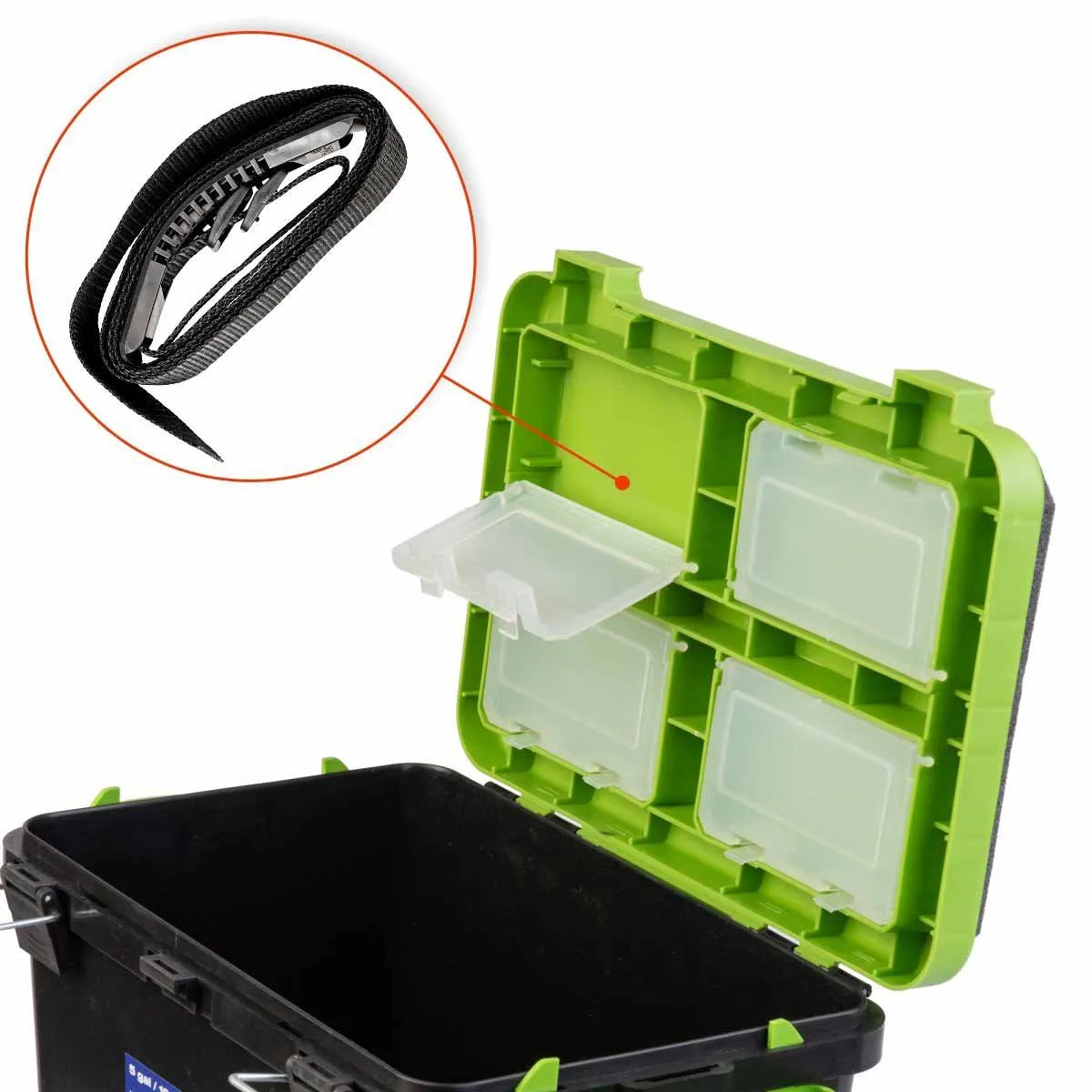 FishBox Large 5 gal SeatBox for Ice Fishing Tackle and Gear