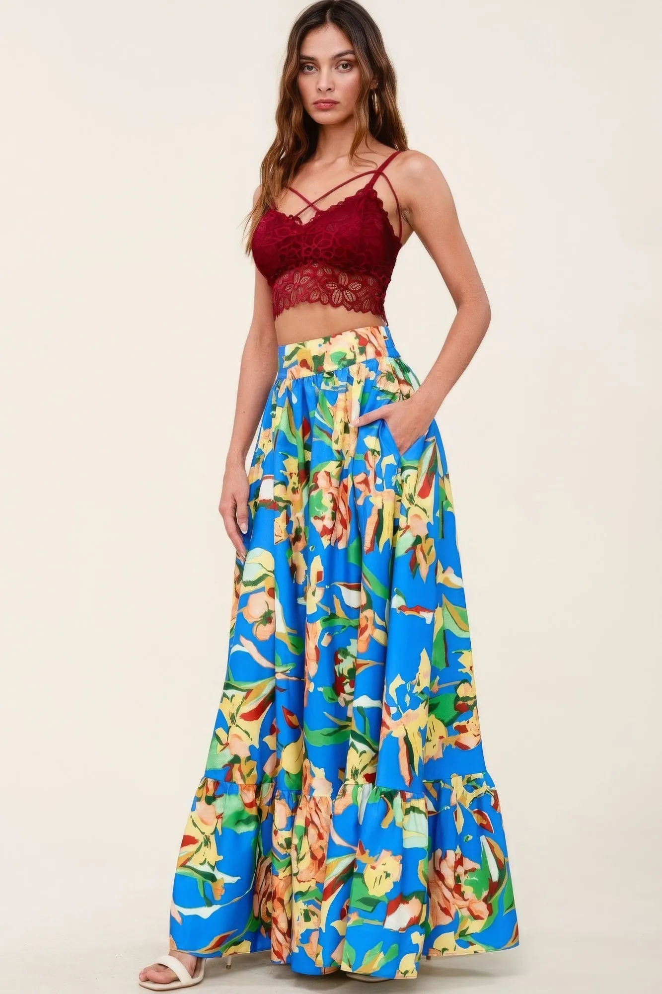 Flare Maxi Skirt With Pockets