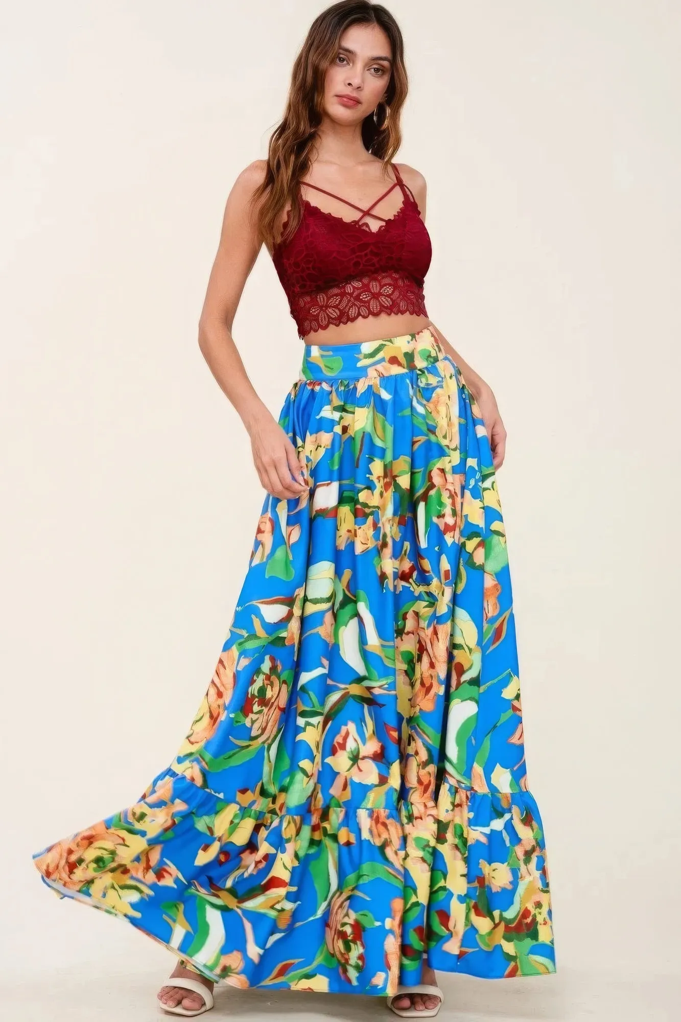 Flare Maxi Skirt With Pockets