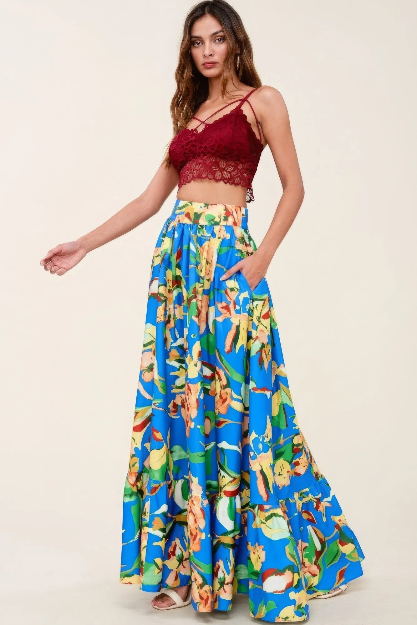 Flare Maxi Skirt With Pockets