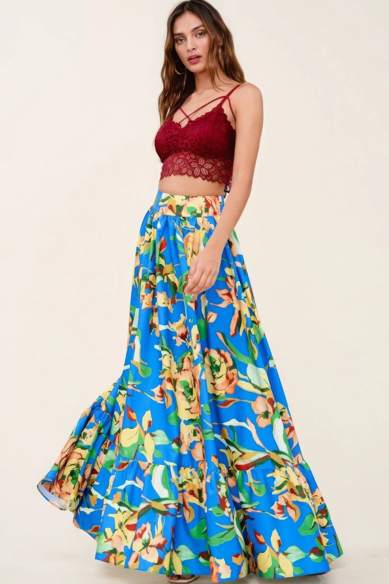 Flare Maxi Skirt With Pockets