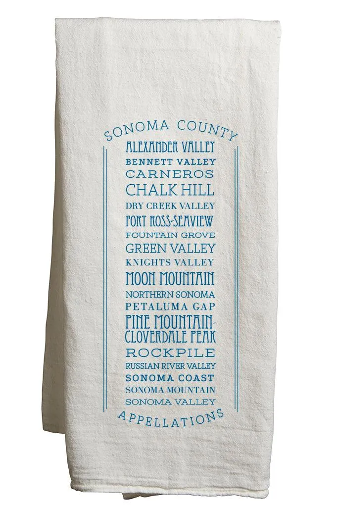 Flour Sack Tea Towels in a Customizable Appellations Design