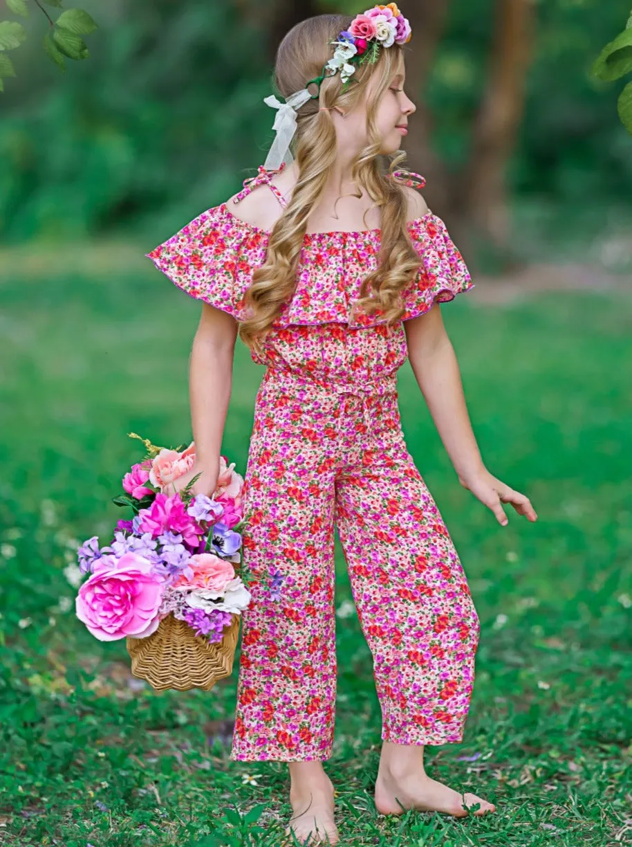 Flower Goddess Cold Shoulder Jumpsuit