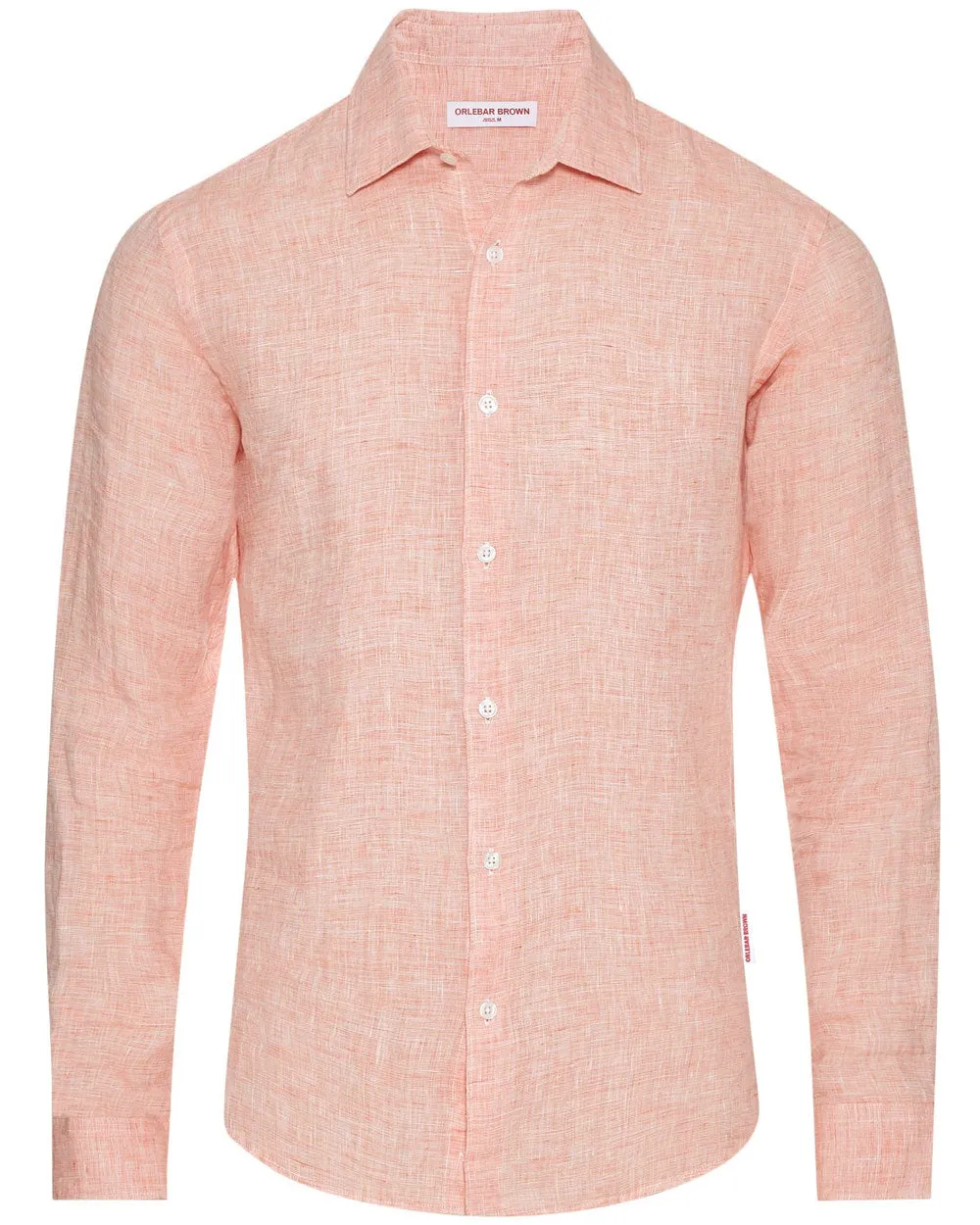 Giles Linen Tailored Fit Shirt in Orange Flash