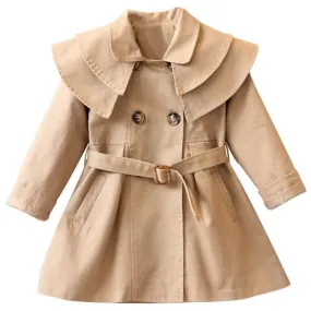 Girls Cream Trench Coat, Size 2-7 Yrs