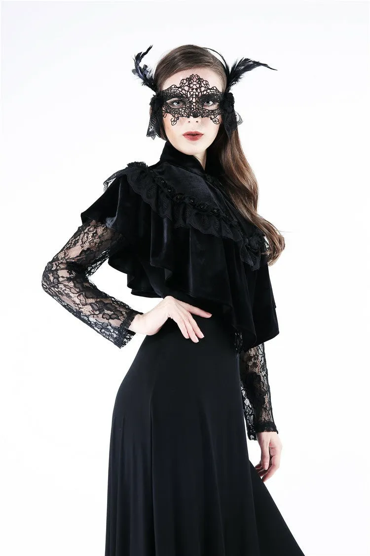 Gothic Black cape hearted shaped capelet BW043